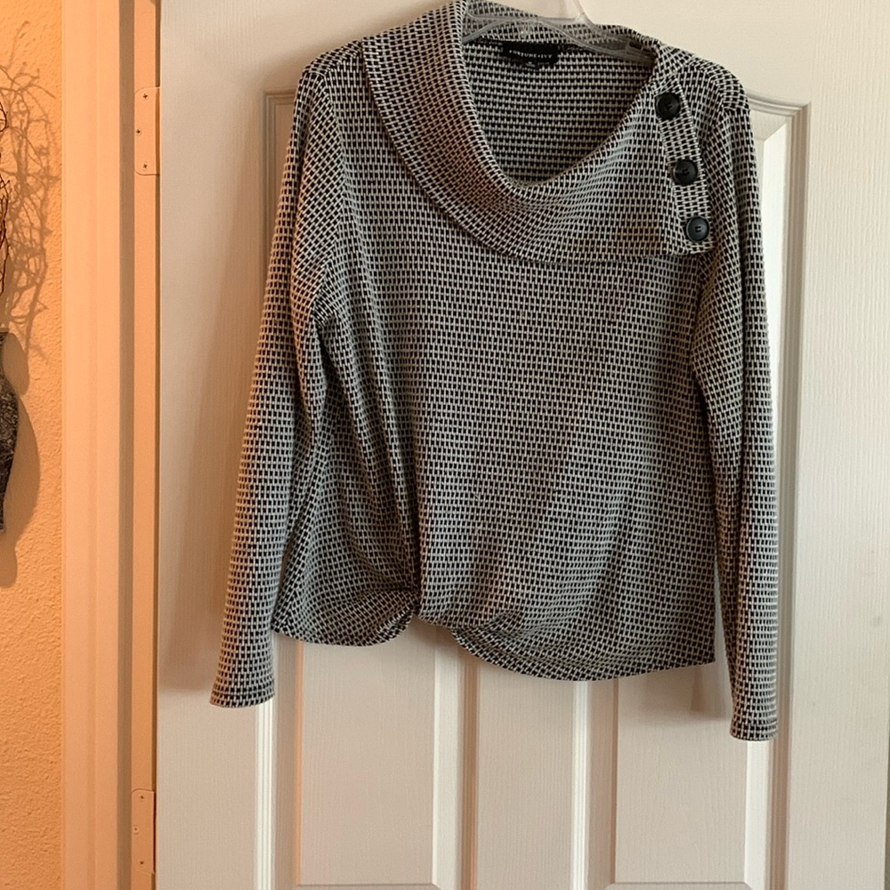 Ladies size medium top with cowl neck.